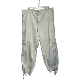 Old Navy Cream Cargo Barrel Pants Size XL High Rise Utility Parachute Jogger